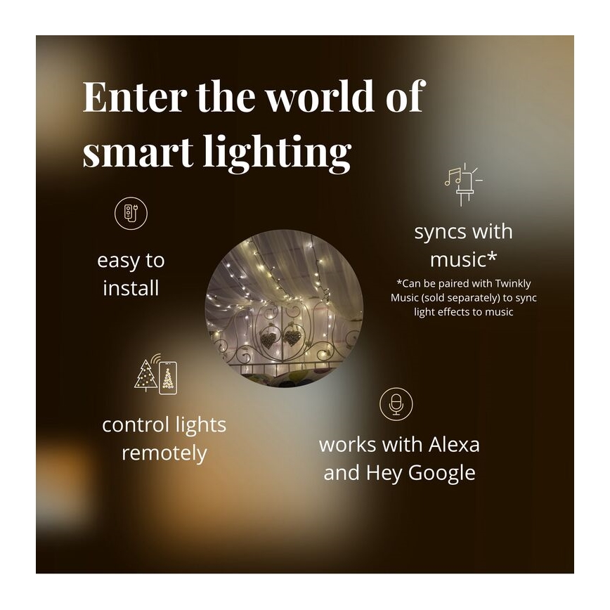 Twinkly - LED Väli hämardatav jõuluteemaline valguskett STRINGS 400xLED 35,5m IP44 Wi-Fi