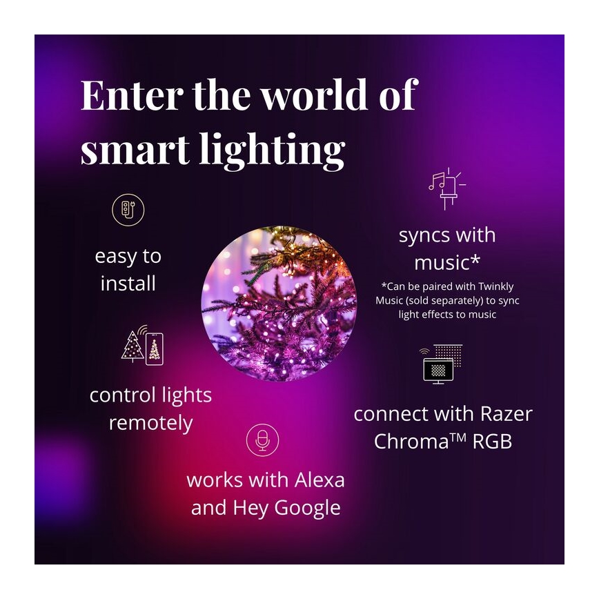Twinkly - LED RGBW Hämardatav väli jõuluteemaline valguskett STRINGS 400xLED 35,5m IP44 Wi-Fi