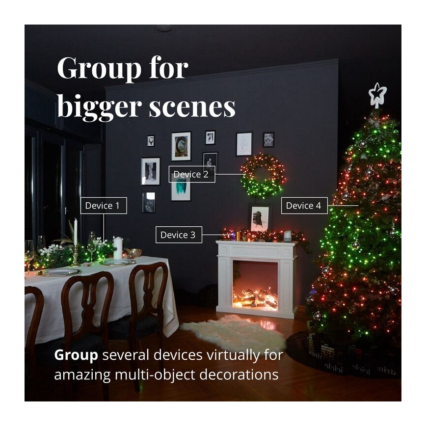 Twinkly - LED RGBW Hämardatav väli jõuluteemaline valguskett STRINGS 400xLED 35,5m IP44 Wi-Fi