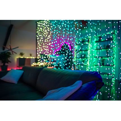 Twinkly - LED RGBW Hämardatav väli Jõuluteemaline valguskardin CURTAIN 210xLED 6,1m IP44 Wi-Fi