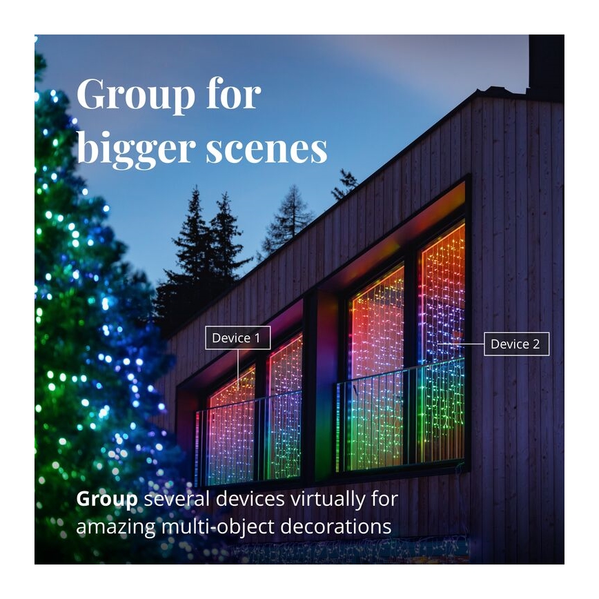 Twinkly - LED RGBW Hämardatav väli Jõuluteemaline valguskardin CURTAIN 210xLED 6,1m IP44 Wi-Fi