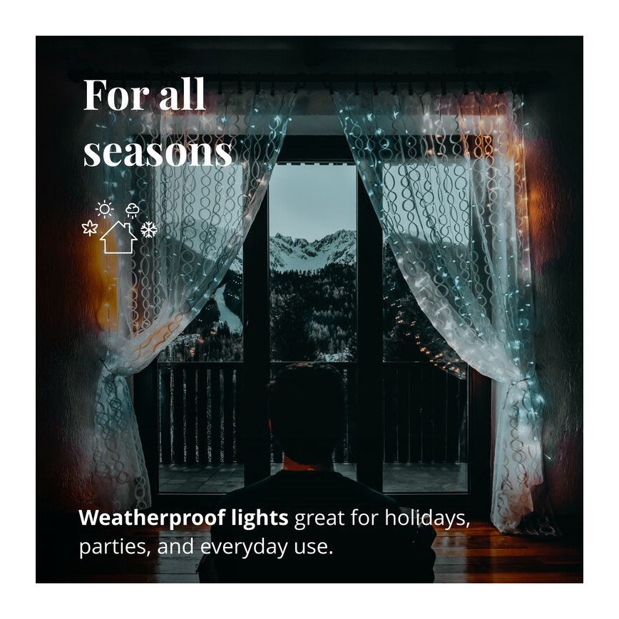 Twinkly - LED RGBW Hämardatav väli Jõuluteemaline valguskardin CURTAIN 210xLED 6,1m IP44 Wi-Fi