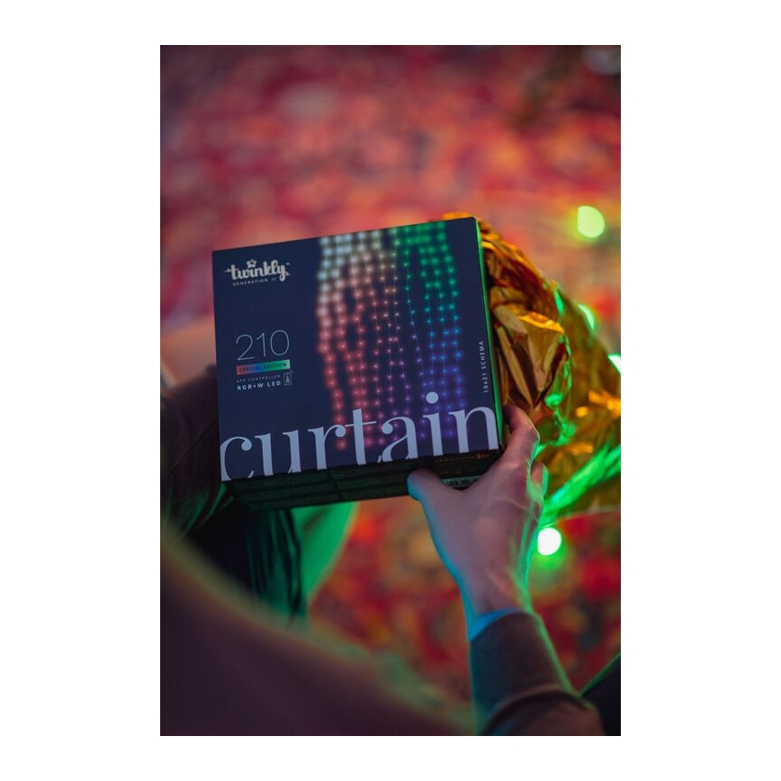 Twinkly - LED RGBW Hämardatav väli Jõuluteemaline valguskardin CURTAIN 210xLED 6,1m IP44 Wi-Fi