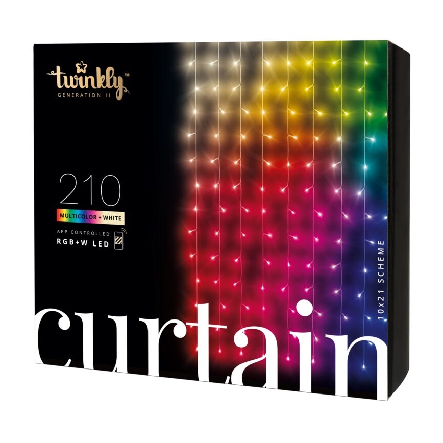 Twinkly - LED RGBW Hämardatav väli Jõuluteemaline valguskardin CURTAIN 210xLED 6,1m IP44 Wi-Fi