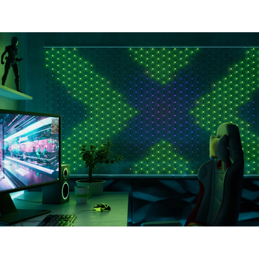 Twinkly - LED RGB Hämardatav Jõuluteemaline valguskardin MATRIX 480xLED 1x1 m Wi-Fi