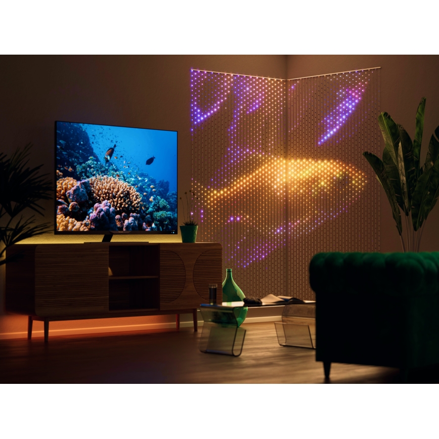 Twinkly - LED RGB Hämardatav Jõuluteemaline valguskardin MATRIX 480xLED 1x1 m Wi-Fi
