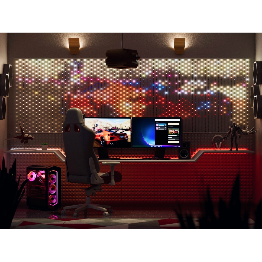 Twinkly - LED RGB Hämardatav Jõuluteemaline valguskardin MATRIX 480xLED 1x1 m Wi-Fi