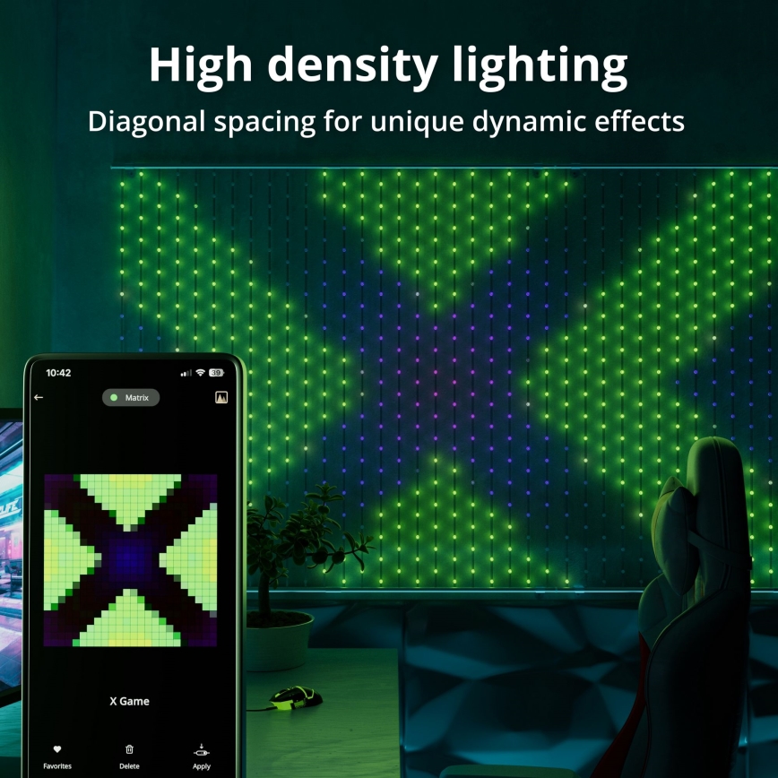 Twinkly - LED RGB Hämardatav Jõuluteemaline valguskardin MATRIX 480xLED 1x1 m Wi-Fi