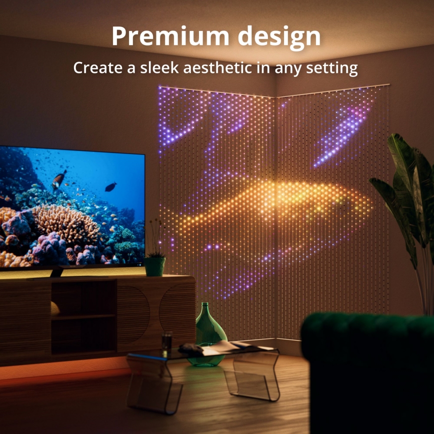 Twinkly - LED RGB Hämardatav Jõuluteemaline valguskardin MATRIX 480xLED 1x1 m Wi-Fi