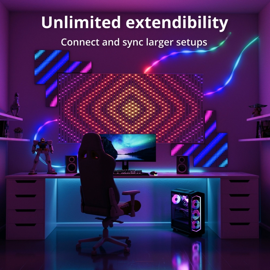 Twinkly - LED RGB Hämardatav Jõuluteemaline valguskardin MATRIX 480xLED 1x1 m Wi-Fi