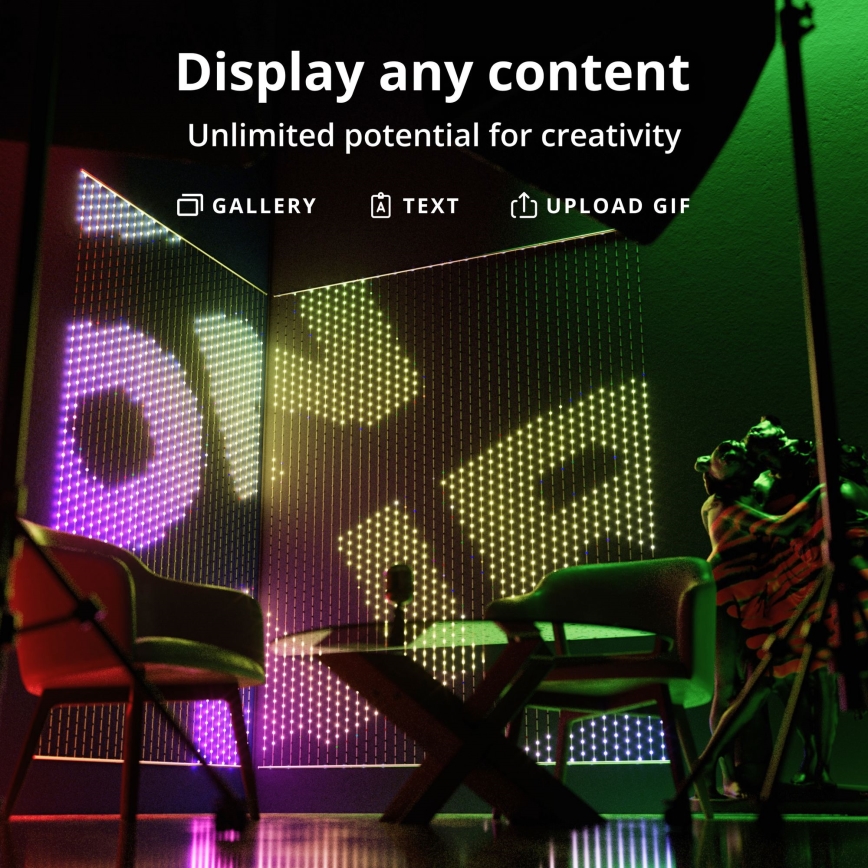 Twinkly - LED RGB Hämardatav Jõuluteemaline valguskardin MATRIX 480xLED 1x1 m Wi-Fi
