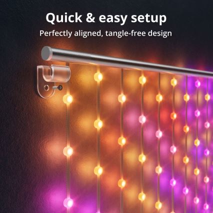 Twinkly - LED RGB Hämardatav Jõuluteemaline valguskardin MATRIX 480xLED 1x1 m Wi-Fi