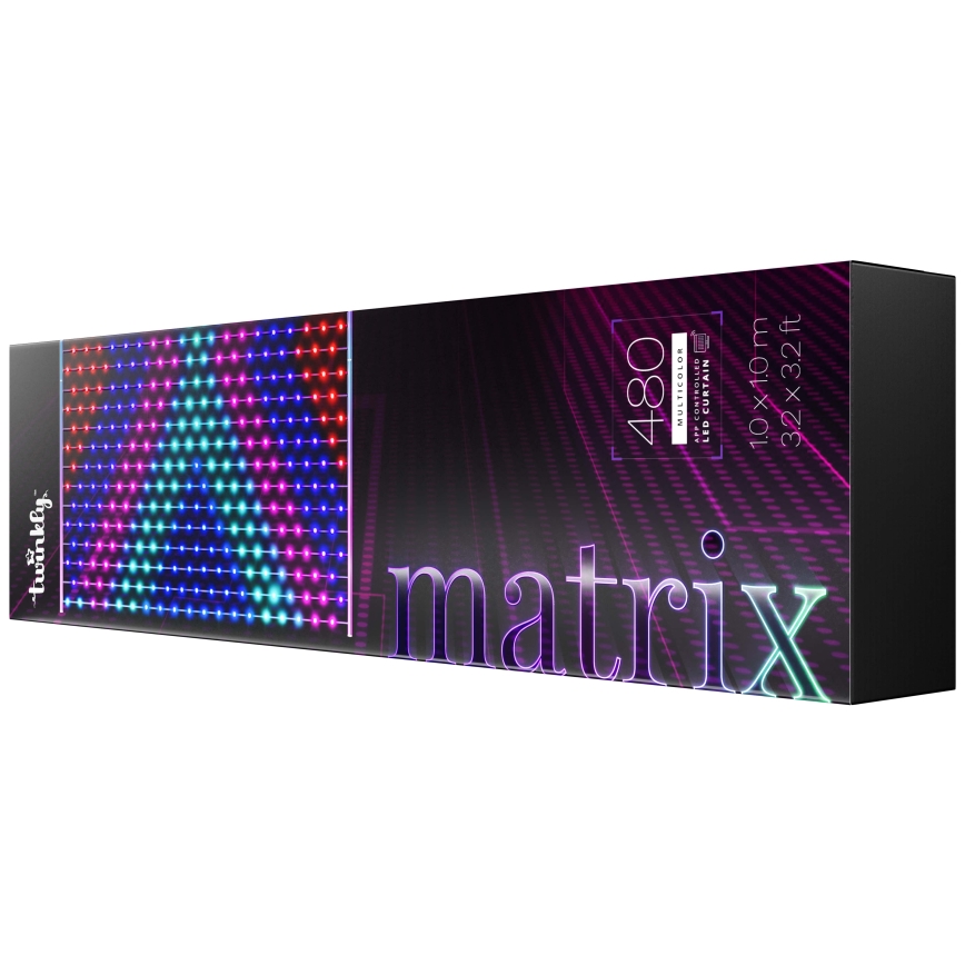 Twinkly - LED RGB Hämardatav Jõuluteemaline valguskardin MATRIX 480xLED 1x1 m Wi-Fi