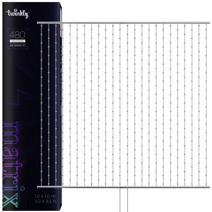 Twinkly - LED RGB Hämardatav Jõuluteemaline valguskardin MATRIX 480xLED 1x1 m Wi-Fi