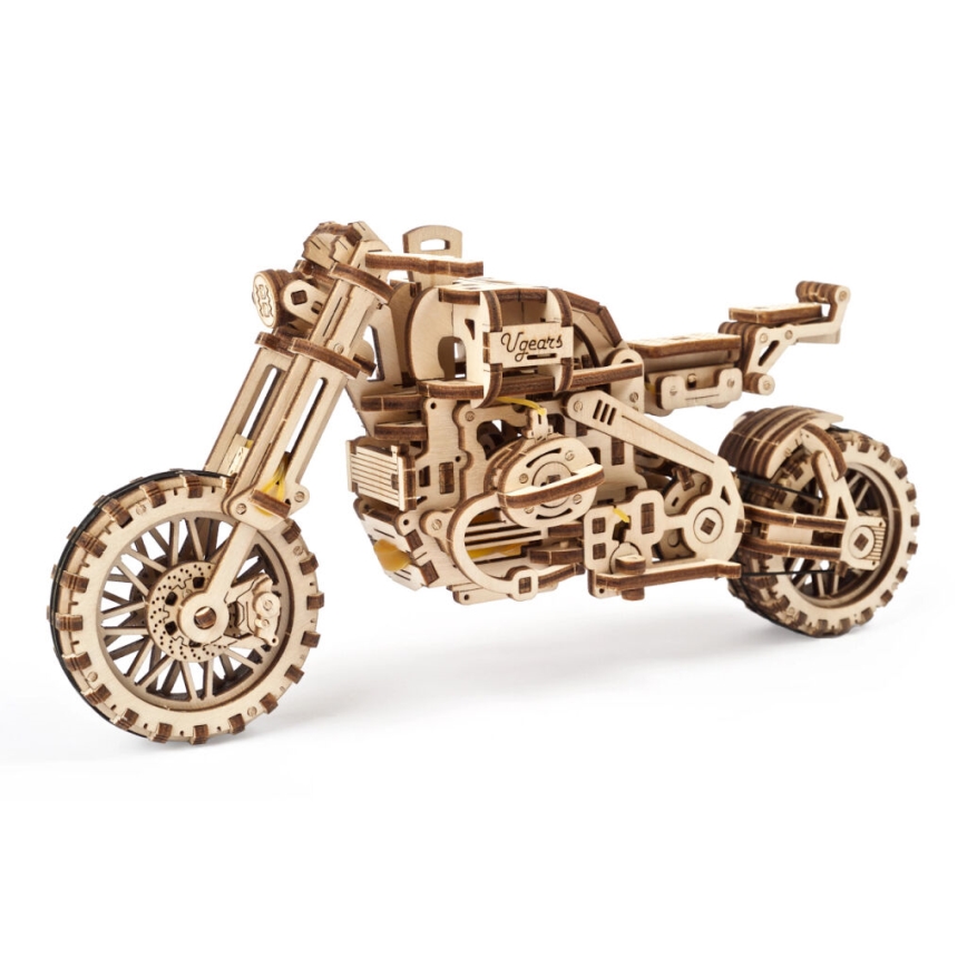 Ugears - 3D puidust mehaaniline pusle Mootorratas külgkorviga