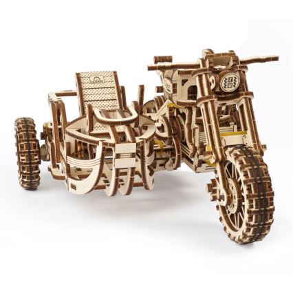 Ugears - 3D puidust mehaaniline pusle Mootorratas külgkorviga