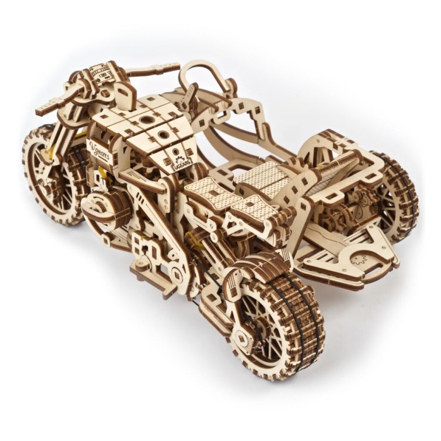 Ugears - 3D puidust mehaaniline pusle Mootorratas külgkorviga