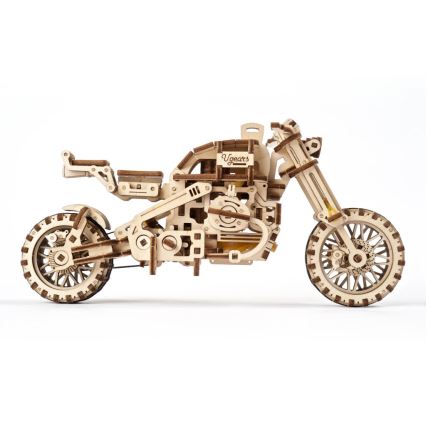 Ugears - 3D puidust mehaaniline pusle Mootorratas külgkorviga
