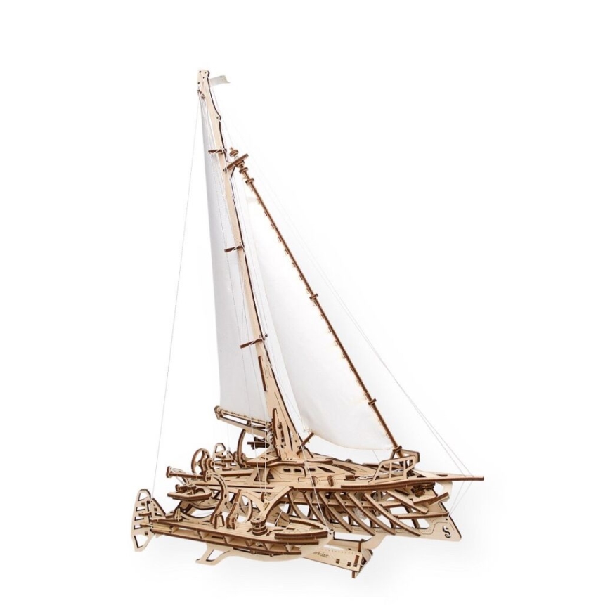 Ugears - 3D Puidust mehaaniline pusle Purjekas Merihobus  trimaraan