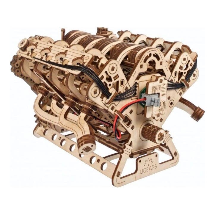 Ugears - 3D puidust mehaaniline pusle V8-mootor
