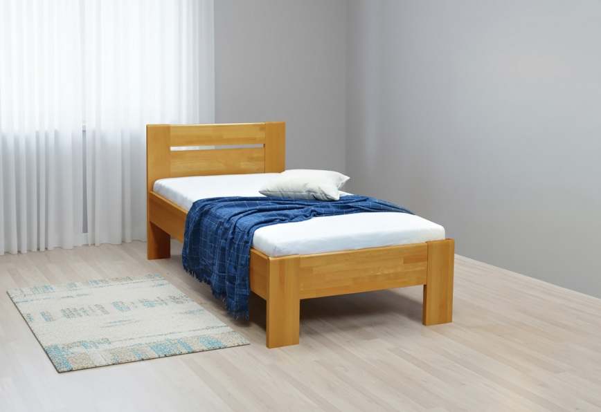 Üheinimesevoodi AMBER 90x200 cm hele pähkel