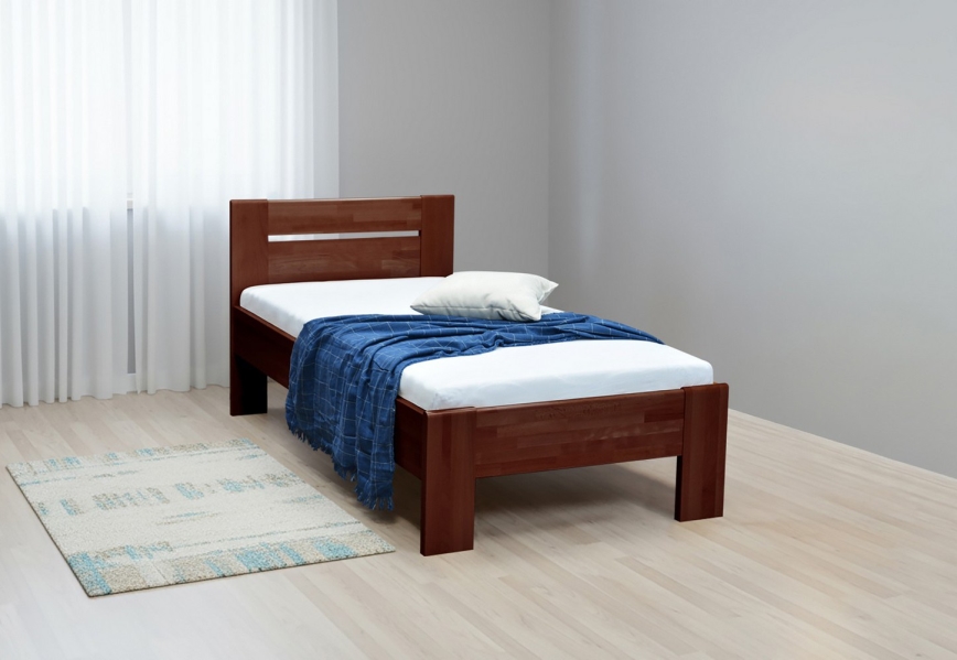 Üheinimesevoodi AMBER 90x200 cm, tume pähkel