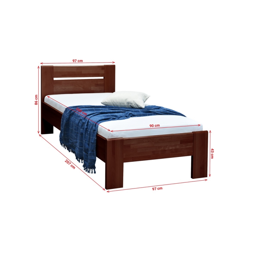 Üheinimesevoodi AMBER 90x200 cm, tume pähkel