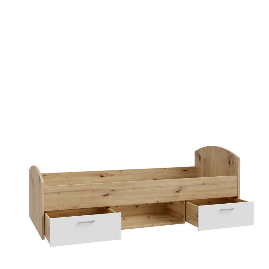 Üheinimesevoodi hoiukastiga URO 90x200 cm artisan-tamm/valge