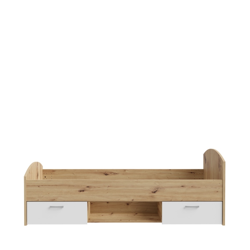 Üheinimesevoodi hoiukastiga URO 90x200 cm artisan-tamm/valge