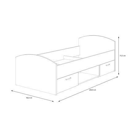 Üheinimesevoodi hoiukastiga URO 90x200 cm artisan-tamm/valge