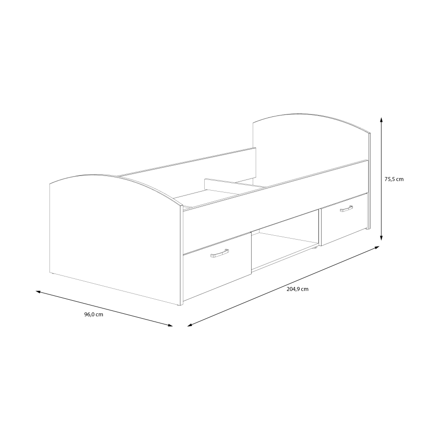 Üheinimesevoodi hoiukastiga URO 90x200 cm artisan-tamm/valge