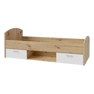 Üheinimesevoodi hoiuruumiga URO 90x200 cm artisan-tamm/valge