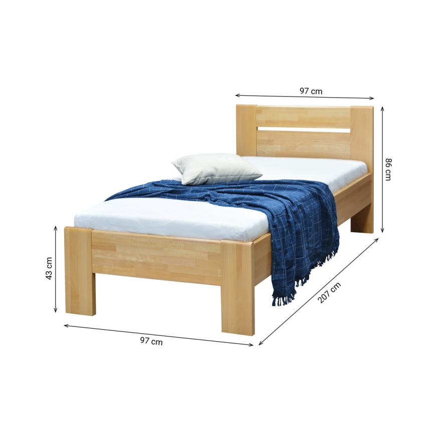Ühekohaline voodi tehtud täispuidust AMBER 90x200 cm pöök