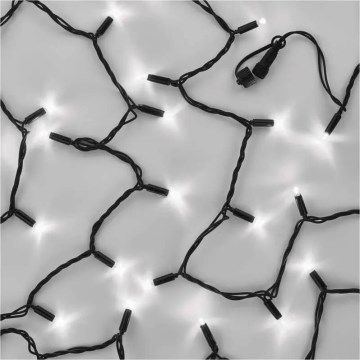 Ühendatav valguskett 100xLED/10m IP44 külmvalge must
