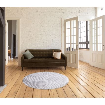 Ümmargune vaip SALAMANCA 100 cm hall/valge