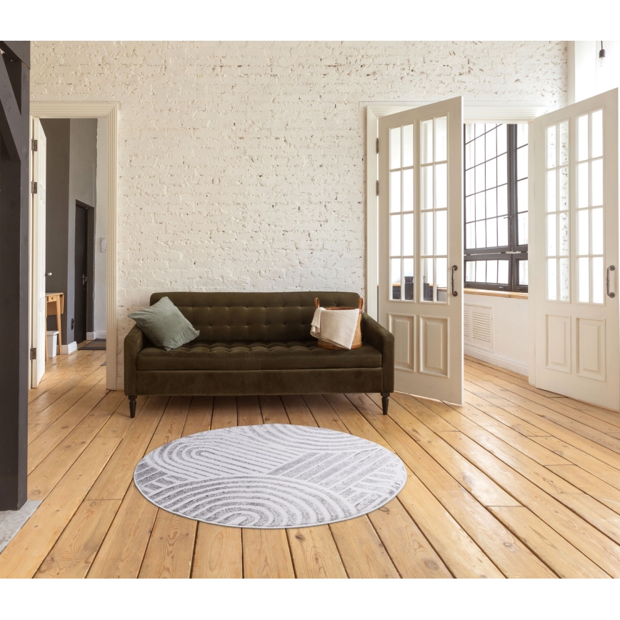 Ümmargune vaip SALAMANCA 100 cm hall/valge