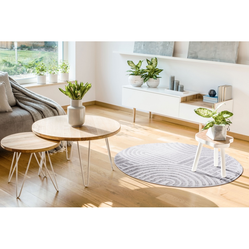 Ümmargune vaip SALAMANCA 100 cm hall/valge