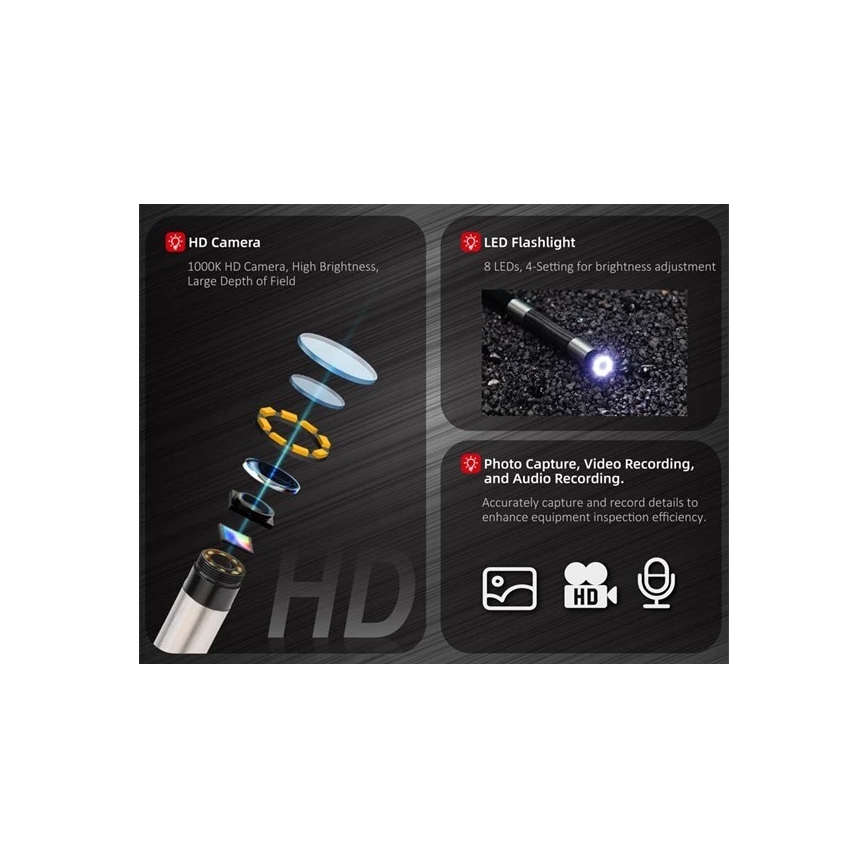 Uni-T UT663B - Boroskoop 3,7V 3000 mAh IP67 3m