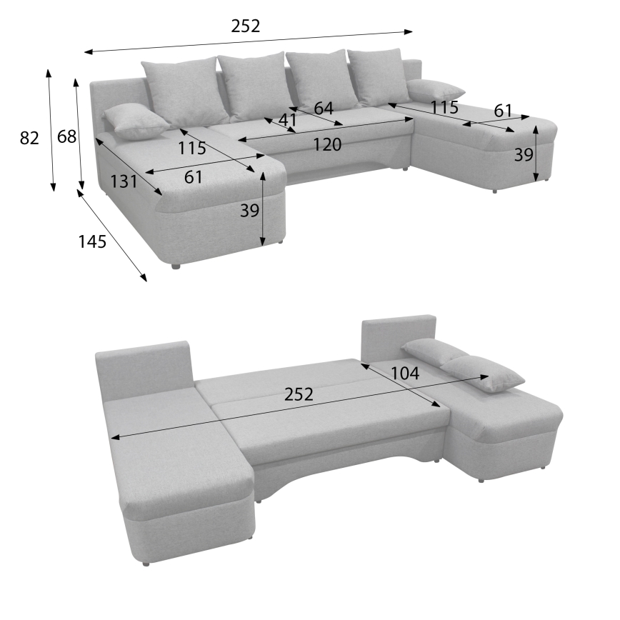Universaalne U-kujuline lahtikäiv nurkdiivan panipaigaga ALMEIDA, antratsiit