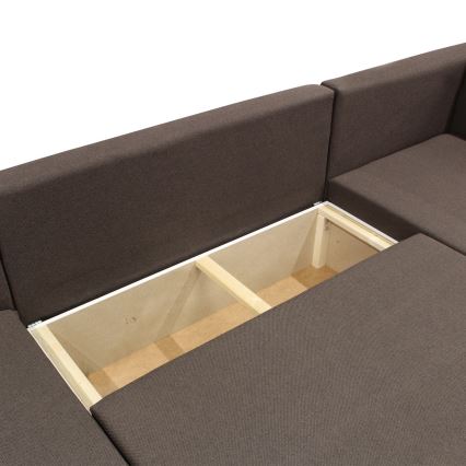 Universaalne U-kujuline lahtikäiv nurgadiivanvoodi SEYA panipaigaga, pruun