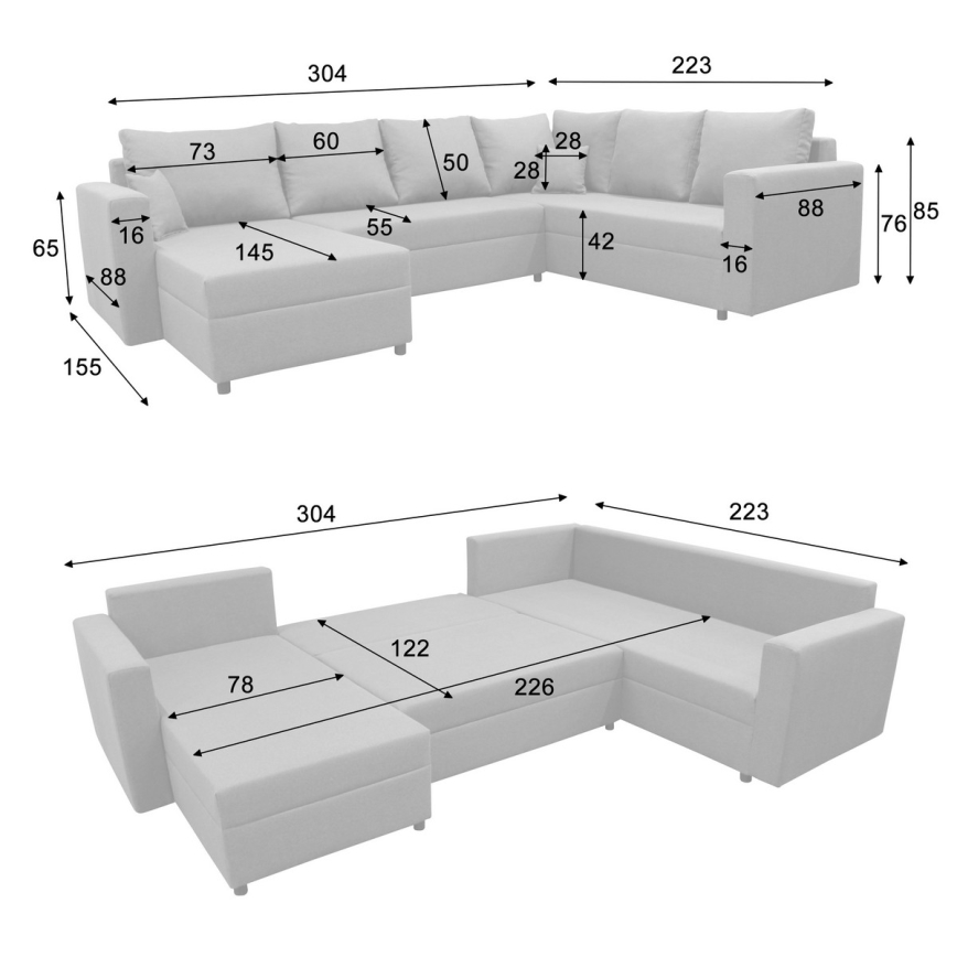 Universaalne U-kujuline lahtikäiv nurgadiivan SEYA panipaigaga, hall