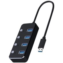 USB Jagaja koos lülititega 4xUSB-A 3.0 must