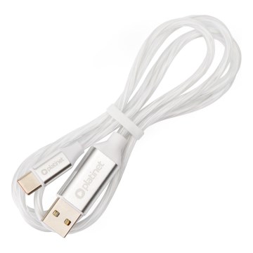 USB kaabel USB-A / USB-C ühendus koos LED dioodidega taustvalgustus 18W 1m valge