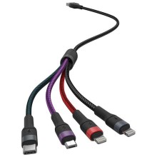 USB kaabel USB-A / USB Lightning  / MicroUSB / USB-C 1,2m mitmevärviline