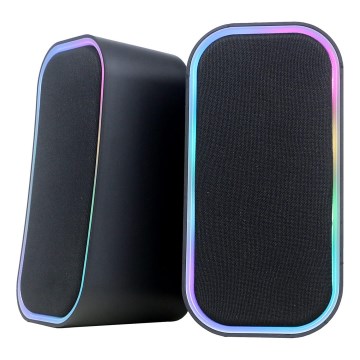 USB Kõlarid koos RGB taustvalgustusega 2x3W/5V must
