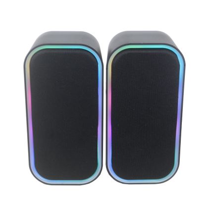 USB Kõlarid koos RGB taustvalgustusega 2x3W/5V must