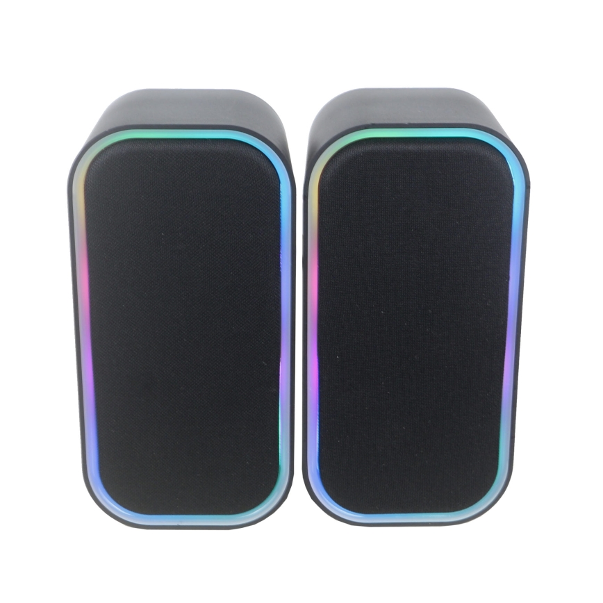 USB Kõlarid koos RGB taustvalgustusega 2x3W/5V must