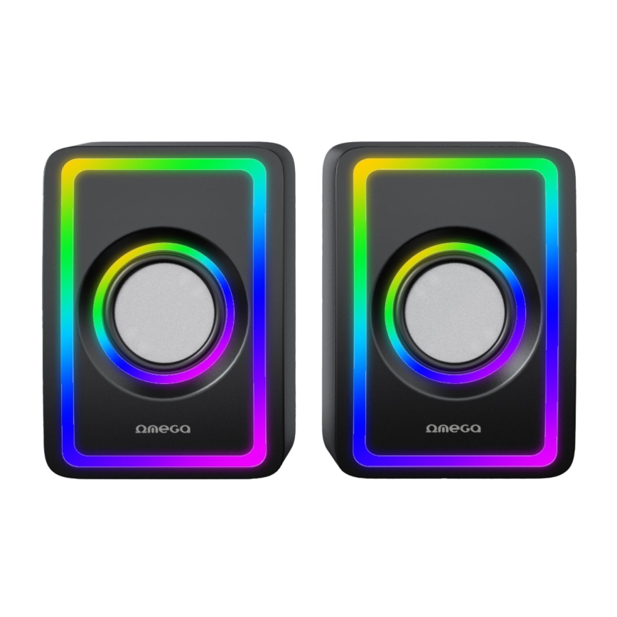 USB Kõlarid koos RGB taustvalgustusega 2x3W/5V must