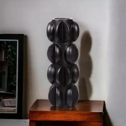 Vaas 37x15 cm resiin/matt must