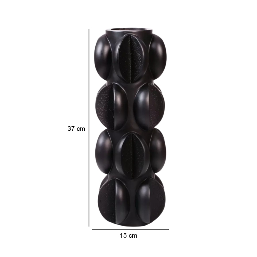 Vaas 37x15 cm resiin/matt must